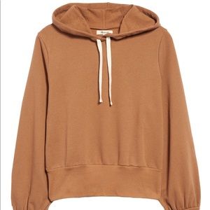 Madewell Bubble Sleeve Crop Hoodie (Warm Hickory)